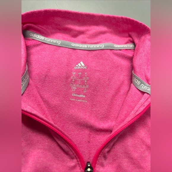 Adidas Running Climalite 1/2 Zip Long Sleeve Pink  Top Shirt Thumbholes Size S - Picture 5 of 7